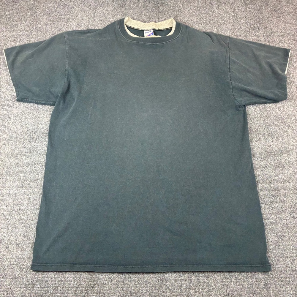 VTG Y2K Bike T-Shirt Mens Size XL Green Gray Ringer Crew Neck Cotton Made in USA
